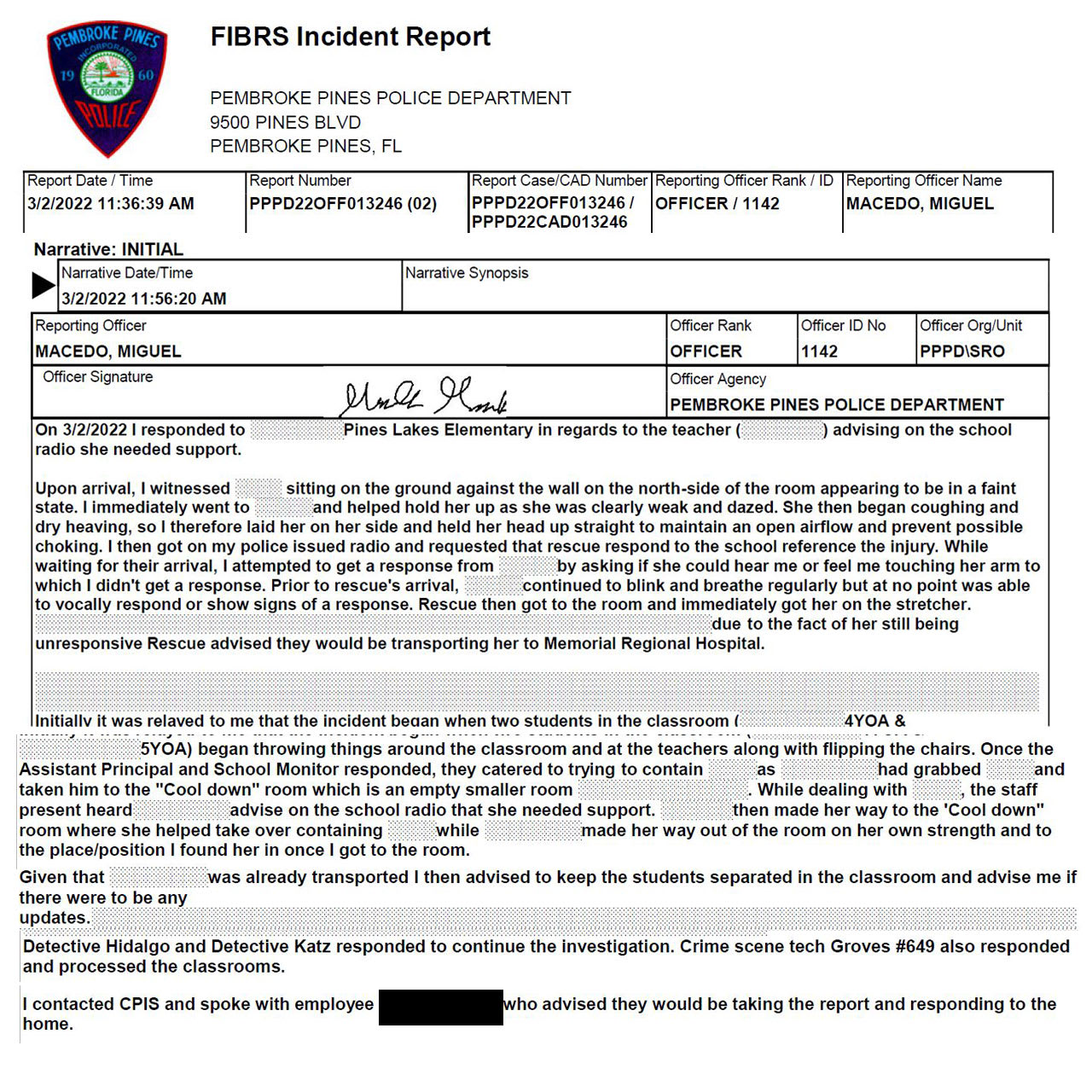 Police: Teacher left classroom on stretcher after 5-year-old ...