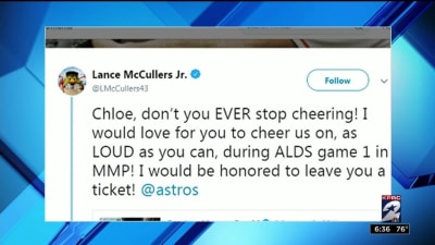 Don't you ever stop cheering!' McCullers offers Astros playoff ticket to  scolded 8-year-old fan