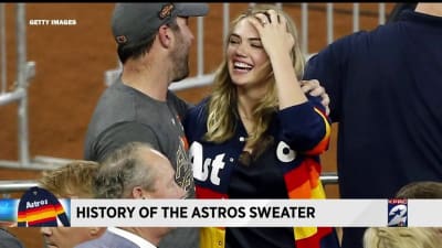 Kate Upon Astros Jacket  Rainbow Stripe Kate Upton Astros Sweater