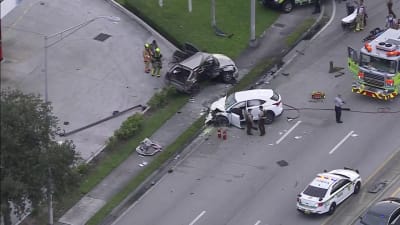 Two injured in car explosion after police chase, crash