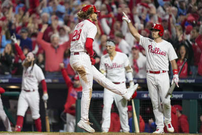 Bryce Harper celebrates his first trip to the NLCS with his family