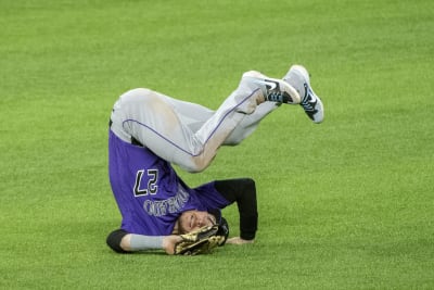 GIF: Dodgers fan tumbles down stairs after ground-rule double