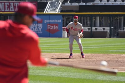 Philadelphia Phillies star Bryce Harper takes batting practice for