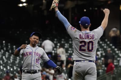 Milwaukee Brewers' Garrett Mitchell celebrates after hitting a home run  during the sixth inning of a baseball game against the New York Mets  Tuesday, April 4, 2023, in Milwaukee. (AP Photo/Morry Gash