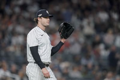 Houston Astros relief pitcher Bryan Abreu reacts after the last out of a  baseball game against the New York Yankees at Yankee Stadium, Sunday, Aug.  6, 2023, in New York. (AP Photo/Seth