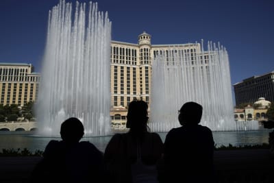 Caesars Palace fountains active on Las Vegas Strip, Casinos & Gaming