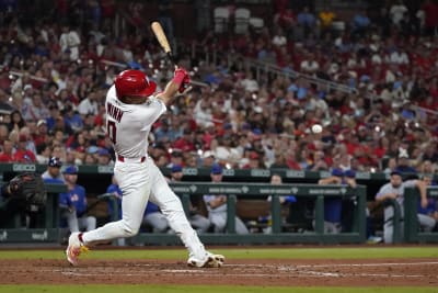 Cardinals reliever Gallegos gets wiped down by umpire after using rosin bag  on his left arm