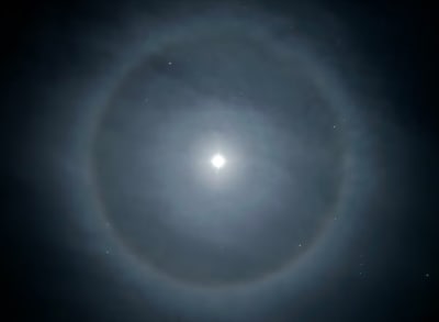 Moon halo with aurora, Today's Image