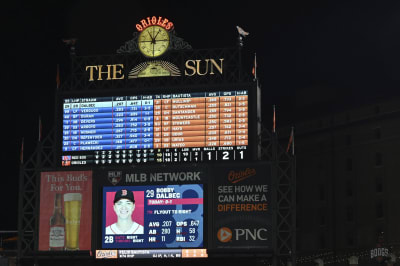 Orioles remove iconic Baltimore Sun sign from Camden Yards scoreboard