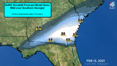 Gfs Snowfall Forecast Map It's Ok To Dream As The Euro Snowfall Forecast Goes Wild Near The  Florida-Georgia Line