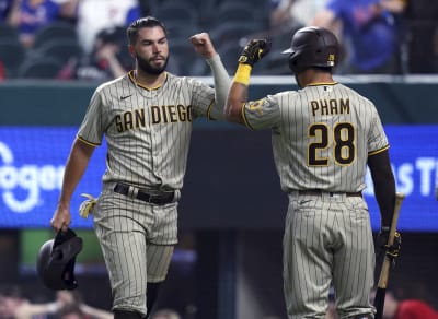 Arlington, Texas, USA. Apr 11, 2021: San Diego Padres first