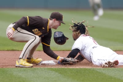 San Diego Padres' Luke Voit scores on a sacrifice fly by Austin