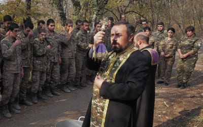 Armenian recruits baptized before heading into war