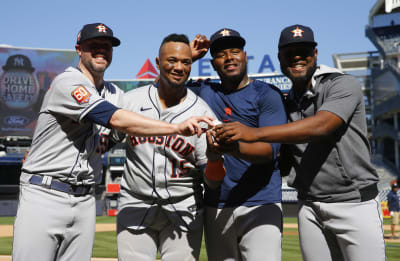 Astros' Javier pitches in coffee-stained uniform after pregame