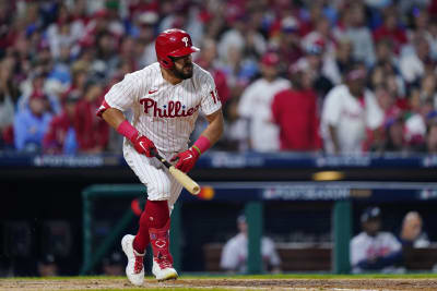 Kyle Schwarber of the Philadelphia Phillies hits a grand slam against the  Chicago Cubs during the first inning at Citizens Bank Park on Saturday, May  20, 2023, in Philadelphia., National Sports