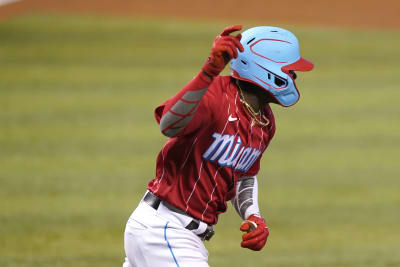 Get Your Miami Marlins Mickey Red Baseball Jersey Today! - Scesy