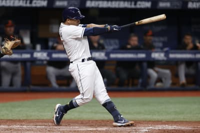 Christian Bethancourt of the Tampa Bay Rays looks on before a game