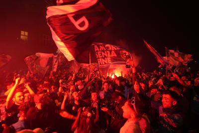 Sampdoria fans set off fireworks in huge celebrations after