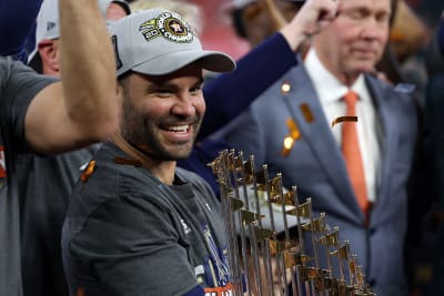 Houston Astros World Series trophy photo op at Minute Maid Park as