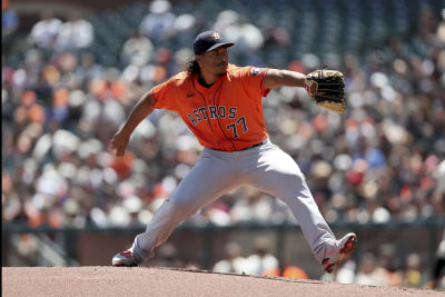 Luis Garcia of the Houston Astros pitches in the first inning