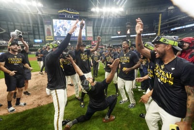 See some fun moments from the Brewers clubhouse celebration after