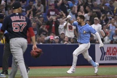 Boston Red Sox Jason Bay rounded the bases after his 8th inning HR