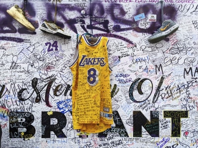Shirts, Mens Kobe Bryant 8 Blue Los Angeles Lakers Cursive Jersey