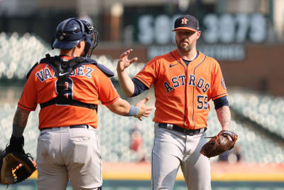 Framber Valdez Houston Astros Men's Orange Roster Name & Number T