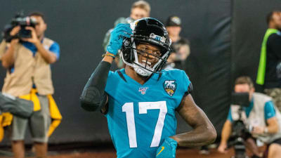 Wide receiver D.J. Chark of the Jacksonville Jaguars celebrates a