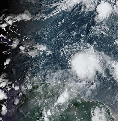 Tropical storms Karen and Jerry approaching Puerto Rico, Bermuda