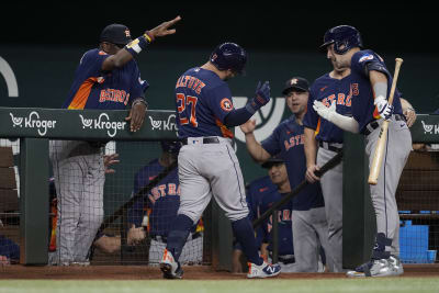 Astros ALEX BREGMAN celebrates hitting the game tying home run