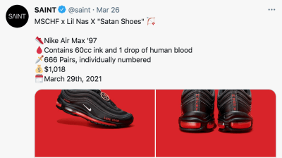 Rapper Lil Nas X releasing 'Satan Shoes' that contain 1 drop of human blood