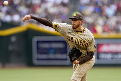 FILE - San Diego Padres starting pitcher Joe Musgrove works