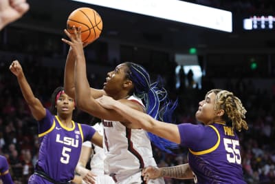 January 6, 2022: South Carolina Head Coach Dawn Staley and LSU Head Coach  Kim Mulkey share a quick hug prior to NCAA Women's Basketball action  between the South Carolina Gamecocks and the