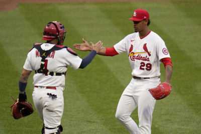 April 8, 2023: St. Louis Cardinals third baseman Nolan Arenado (28) hits a  pitch during the game between the Milwaukee Brewers and the St. Louis  Cardinals at American Family Field on April