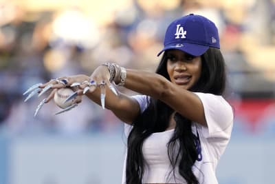 Saweetie Throws Solid First Pitch At Dodgers Game With Massive Nails