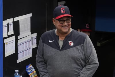 Cleveland Indians manager Terry Francona talks with general manager Chris  Antonetti during batting practice before the AL wild-card baseball game  against the Tampa Bay Rays on Wednesday, Oct. 2, 2013, in Cleveland. (