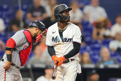 Miami Marlins' Jazz Chisholm Jr. bats during the second inning in