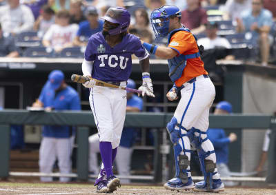 Florida infielder Josh Rivera (24) celebrates while running to