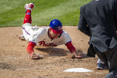 Rhys Hoskins Signed Phillies Full-Size Authentic On-Field Batting