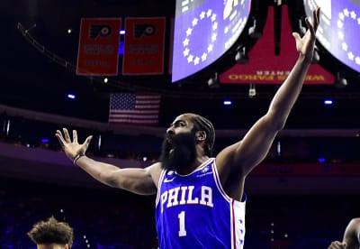 James Harden's triple-double, Joel Embiid's inside work power the 76ers  over the Knicks, 125-109