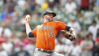 Astros reliever Ryan Pressly throws bullpen session