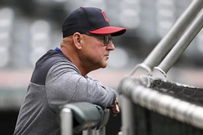 Cleveland Indians manager Terry Francona talks with general manager Chris  Antonetti during batting practice before the AL wild-card baseball game  against the Tampa Bay Rays on Wednesday, Oct. 2, 2013, in Cleveland. (