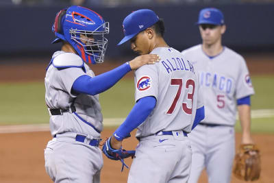 August 8 2021:Miami second baseman Joe Panik (12) makes a play the