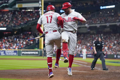 Rhys Hoskins spikes bat after NLDS Game 3 home run