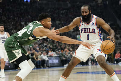 James Harden's triple-double, Joel Embiid's inside work power the 76ers  over the Knicks, 125-109