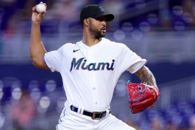 PHILADELPHIA, PA - APRIL 10: Cleats worn by Miami Marlins center fielder Jazz  Chisholm Jr. (2) are displayed during the game between the Miami Marlins  and the Philadelphia Phillies on April 10