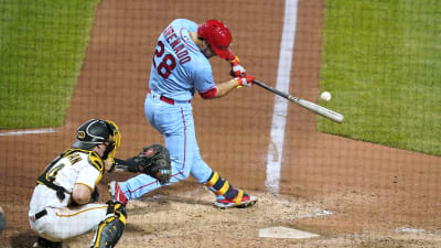 Yadier Molina shattered his bat while attempting to tap home plate