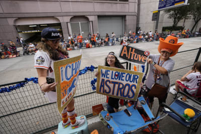 Houston Astros fans line up outside Academy to buy World Series