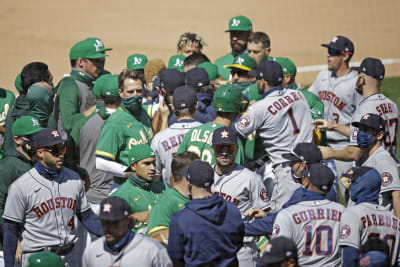 Oakland Athletics center fielder Ramon Laureano cannot catch a single hit  by Houston Astros' Aledmys Diaz during the fifth inning of a baseball game  in Oakland, Calif., Friday, July 8, 2022. (AP